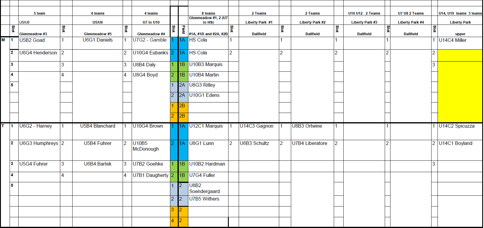 Outdoor (Fall) Practice Schedule Outdoor (Fall) Practice Schedule